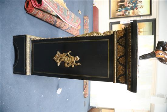 A Victorian ormolu mounted ebonised and pietra dura pier cabinet, W.3ft 2in. D.1ft 7in. H.3ft 11.5in.